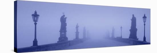 Charles Bridge in Fog, Prague, Czech Republic-null-Stretched Canvas