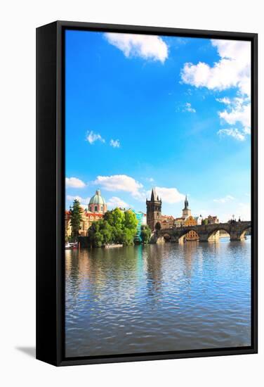 Charles Bridge in Prague, Czech Republic-frenta-Framed Stretched Canvas