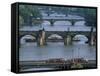 Charles Bridge on the Vltava River, Prague, Czech Republic-Kim Hart-Framed Stretched Canvas