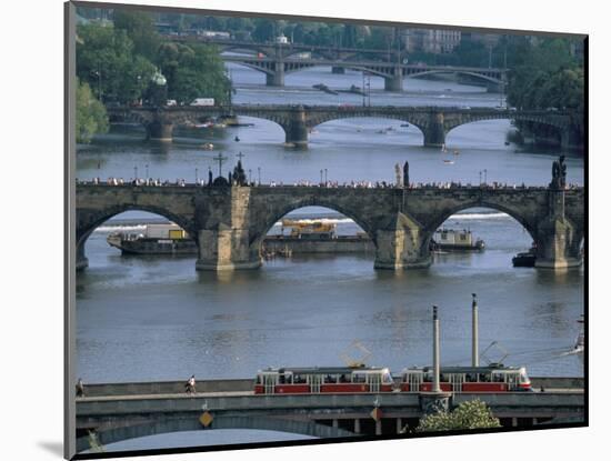 Charles Bridge on the Vltava River, Prague, Czech Republic-Kim Hart-Mounted Photographic Print
