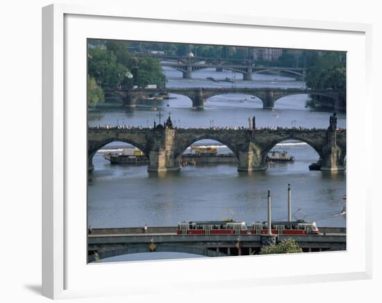 Charles Bridge on the Vltava River, Prague, Czech Republic-Kim Hart-Framed Photographic Print