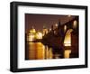 Charles Bridge over the River Vltava at Night, UNESCO World Heritage Site, Prague, Czech Republic,-Hans Peter Merten-Framed Photographic Print