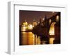 Charles Bridge over the River Vltava at Night, UNESCO World Heritage Site, Prague, Czech Republic,-Hans Peter Merten-Framed Photographic Print