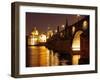 Charles Bridge over the River Vltava at Night, UNESCO World Heritage Site, Prague, Czech Republic,-Hans Peter Merten-Framed Photographic Print