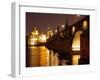 Charles Bridge over the River Vltava at Night, UNESCO World Heritage Site, Prague, Czech Republic,-Hans Peter Merten-Framed Photographic Print