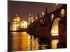 Charles Bridge over the River Vltava at Night, UNESCO World Heritage Site, Prague, Czech Republic,-Hans Peter Merten-Mounted Photographic Print