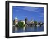 Charles Bridge over the Vltava River and City Skyline of Prague, Czech Republic, Europe-Nigel Francis-Framed Photographic Print