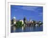 Charles Bridge over the Vltava River and City Skyline of Prague, Czech Republic, Europe-Nigel Francis-Framed Photographic Print