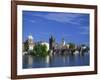 Charles Bridge over the Vltava River and City Skyline of Prague, Czech Republic, Europe-Nigel Francis-Framed Photographic Print