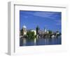 Charles Bridge over the Vltava River and City Skyline of Prague, Czech Republic, Europe-Nigel Francis-Framed Photographic Print