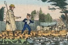 Women Visit a Shop That Sells Plants and Boys by a Pond Count Ducks-Charles Butler-Art Print