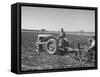 Charles C. Todd and Boyd Green Using the Tractor on the Country Farm-null-Framed Stretched Canvas