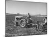 Charles C. Todd and Boyd Green Using the Tractor on the Country Farm-null-Mounted Photographic Print
