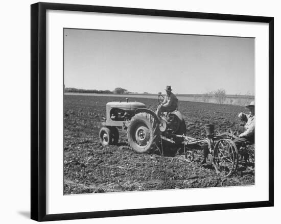 Charles C. Todd and Boyd Green Using the Tractor on the Country Farm-null-Framed Photographic Print