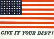 Give It Your Best! - 1942 USA Flag-Charles Coiner-Giclee Print