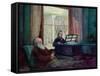 Charles Darwin and His Wife at the Piano-null-Framed Stretched Canvas