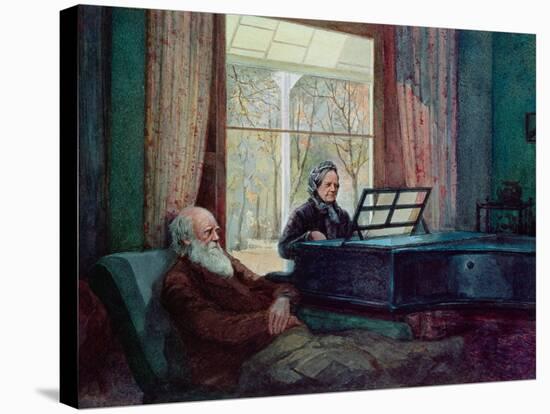 Charles Darwin and His Wife at the Piano-null-Stretched Canvas