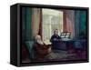 Charles Darwin and His Wife at the Piano-null-Framed Stretched Canvas
