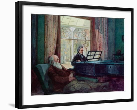 Charles Darwin and His Wife at the Piano-null-Framed Giclee Print