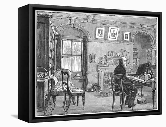 Charles Darwin, English Naturalist, in His Study, C1870-null-Framed Stretched Canvas