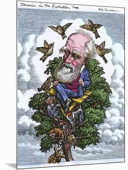 Charles Darwin In His Evolutionary Tree-Bill Sanderson-Mounted Photographic Print