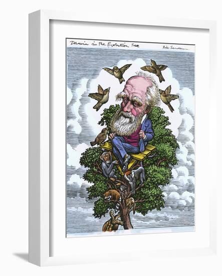 Charles Darwin In His Evolutionary Tree-Bill Sanderson-Framed Photographic Print