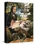 Charles Darwin on the Galapagos Islands-Andrew Howat-Stretched Canvas