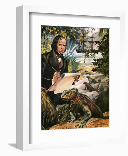 Charles Darwin on the Galapagos Islands-Andrew Howat-Framed Giclee Print