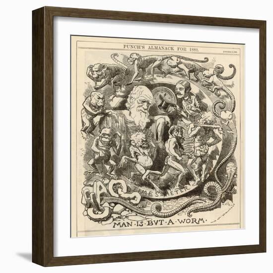 Charles Darwin Satire: Man is But a Worm-null-Framed Photographic Print