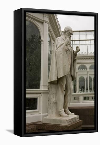 Charles Darwin Statue at Sefton Park Palm House-Michael Nicholson-Framed Stretched Canvas