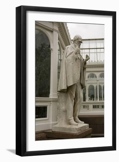 Charles Darwin Statue at Sefton Park Palm House-Michael Nicholson-Framed Premium Photographic Print