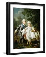 Charles De Bourbon, Comte D'Artois with His Sister Clotilde-François-Hubert Drouais-Framed Giclee Print