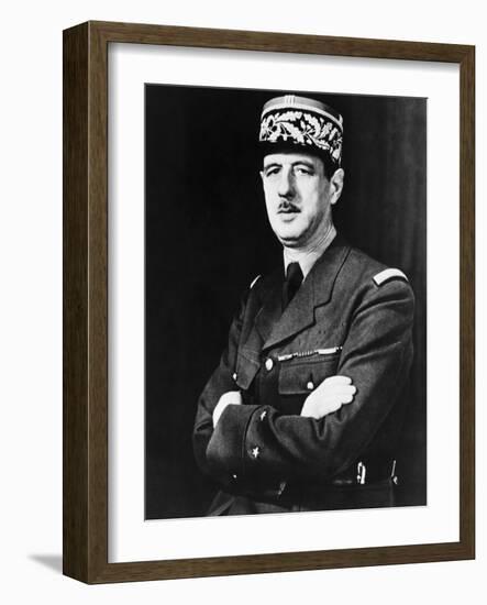 Charles De Gaulle in Exile in Britain During World War 2-null-Framed Photo