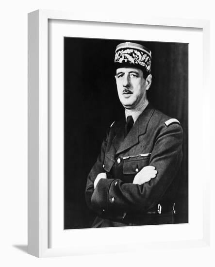 Charles De Gaulle in Exile in Britain During World War 2-null-Framed Photo