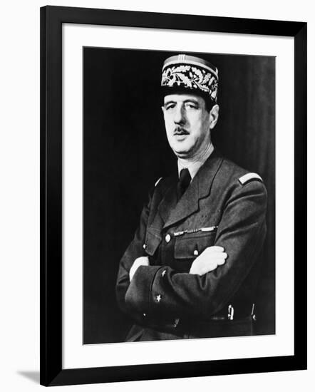 Charles De Gaulle in Exile in Britain During World War 2-null-Framed Photo