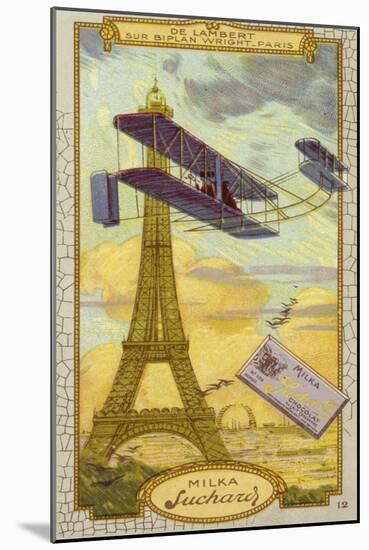 Charles De Lambert in a Wright Biplane, Paris-null-Mounted Giclee Print