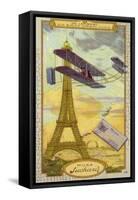 Charles De Lambert in a Wright Biplane, Paris-null-Framed Stretched Canvas