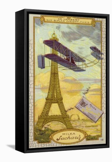 Charles De Lambert in a Wright Biplane, Paris-null-Framed Stretched Canvas