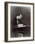 Charles Dickens (1812-70) at His Desk, 1858 (B/W Photo)-Herbert Watkins-Framed Giclee Print