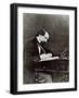 Charles Dickens (1812-70) at His Desk, 1858 (B/W Photo)-Herbert Watkins-Framed Giclee Print