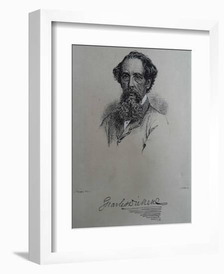 Charles Dickens, after a Photograph by John Watkins, Late 1850S-J. Brown-Framed Giclee Print