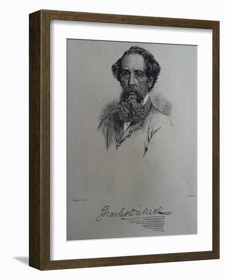 Charles Dickens, after a Photograph by John Watkins, Late 1850S-J. Brown-Framed Giclee Print