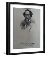 Charles Dickens, after a Photograph by John Watkins, Late 1850S-J. Brown-Framed Giclee Print