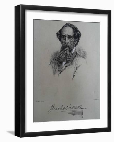 Charles Dickens, after a Photograph by John Watkins, Late 1850S-J. Brown-Framed Giclee Print