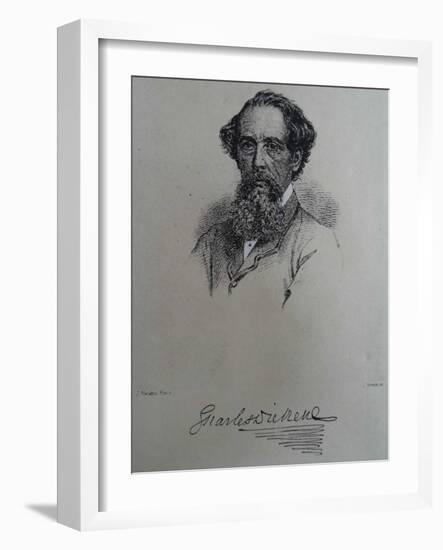 Charles Dickens, after a Photograph by John Watkins, Late 1850S-J. Brown-Framed Giclee Print