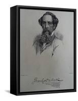 Charles Dickens, after a Photograph by John Watkins, Late 1850S-J. Brown-Framed Stretched Canvas