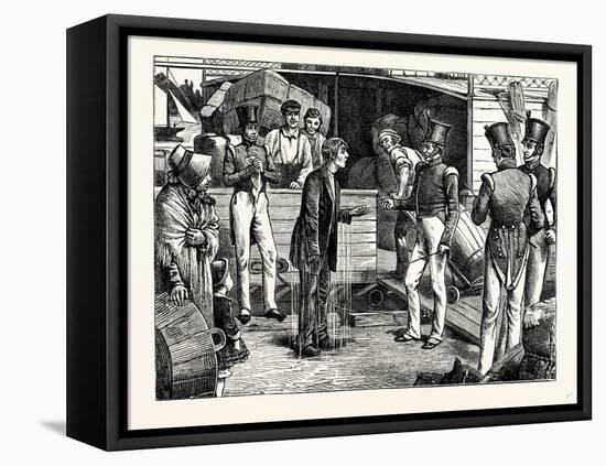 Charles Dickens American Notes 1842 and Having His Wet Pipe Presented to Him-null-Framed Stretched Canvas