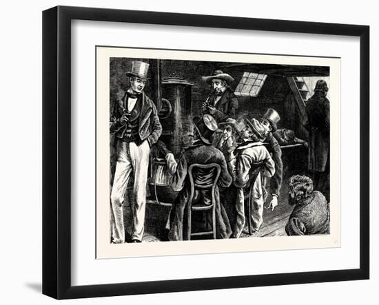 Charles Dickens American Notes 1842 in the Cabin of the Canal Boat-null-Framed Giclee Print