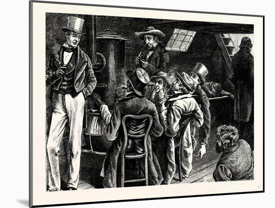 Charles Dickens American Notes 1842 in the Cabin of the Canal Boat-null-Mounted Giclee Print