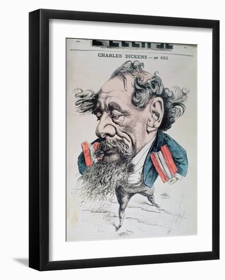 Charles Dickens Astride the English Channel, Cover Illustration from 'L'Eclipse', 14th June 1868-André Gill-Framed Giclee Print